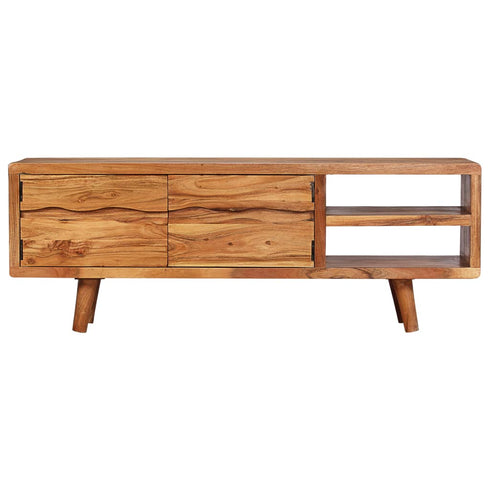 Swen Studio -  TV Cabinet Solid Acacia Wood with Carved Doors 117x30x40 cm